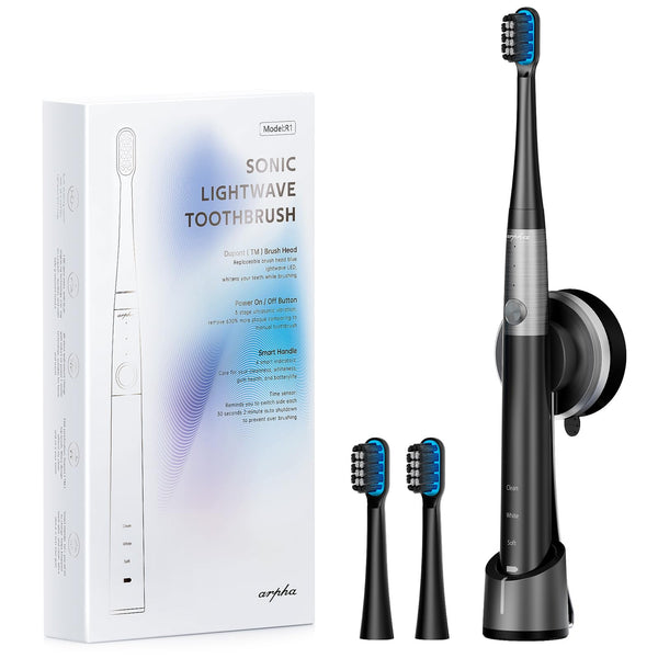 ARPHA Sonic Electric Toothbrush for Adults, Wireless Fast Charge with Smart Timer, 3 Modes with 2 Brush Heads, 1 Charge for 60 Days