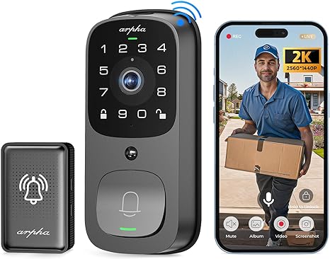 Arpha Smart Lock Video Camera - 6 in 1 Camera+Doorbell+Fingerprint Smart Locks